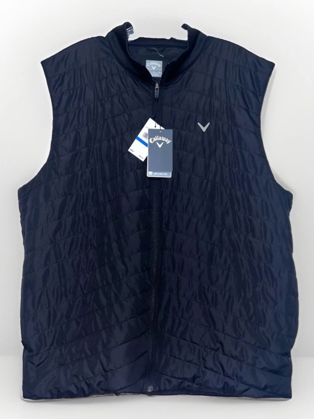 NWT Callaway Men's Quilted Caviar Black Full Zip Golf Vest Size XL